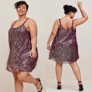 NWT Torrid ‘Mini Sequin Fringe Dress’ in Purple Plus Size 6X